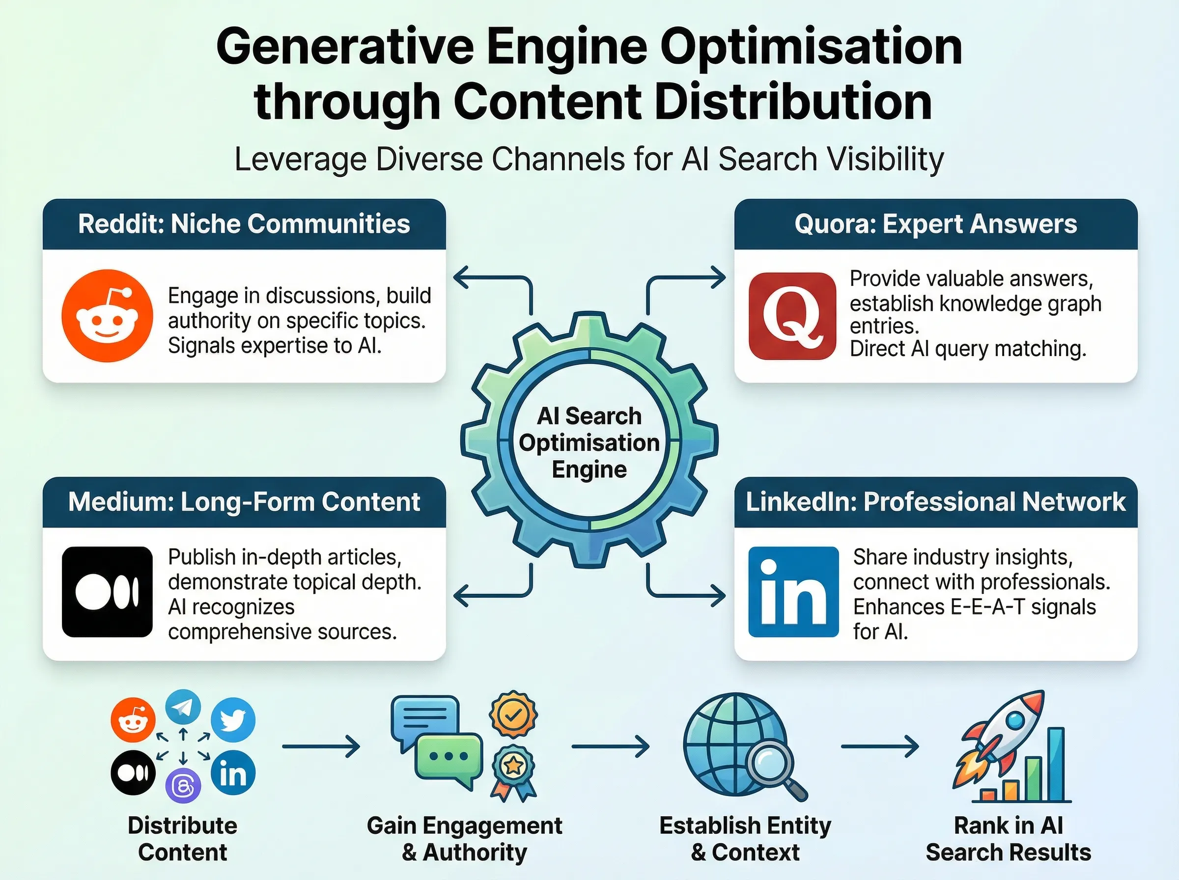 Generative Engine Optimisation through Diverse content distribution channels