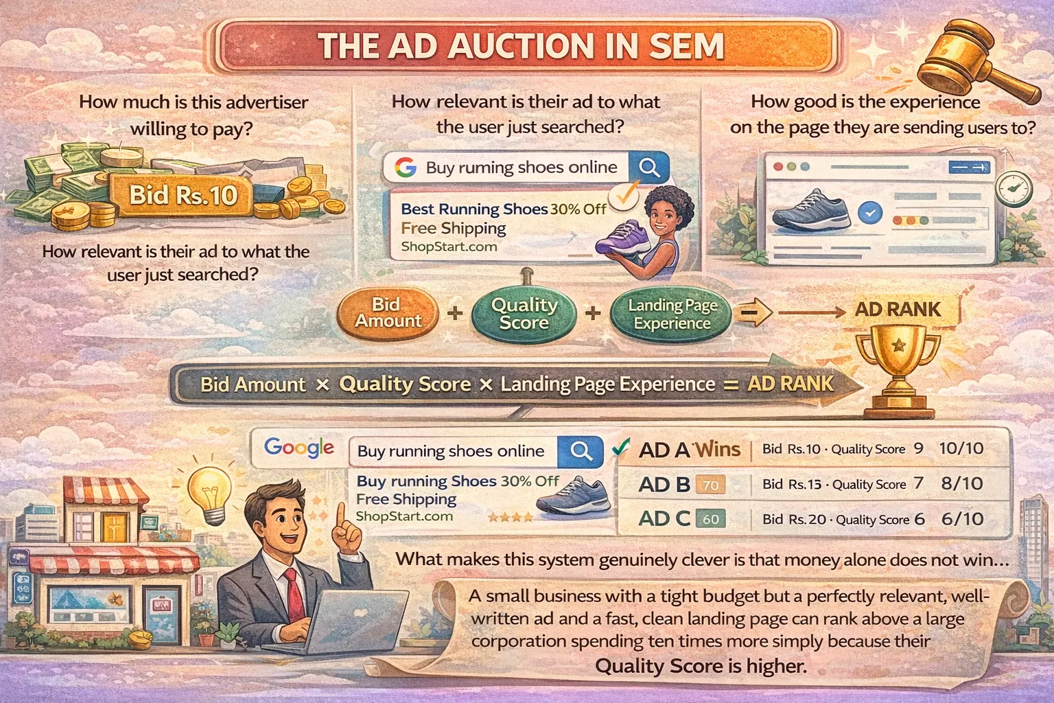 The ad auction process in SEM