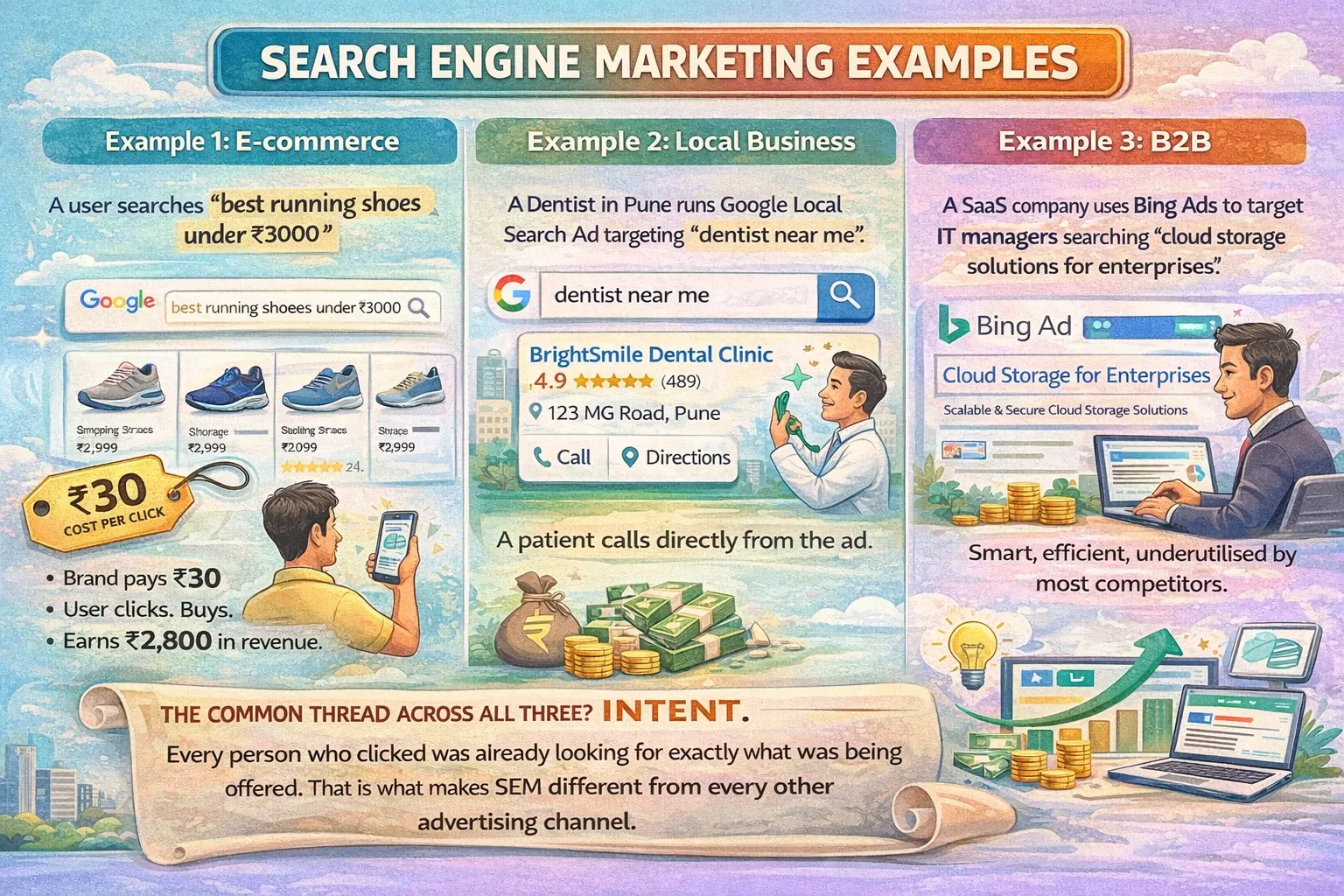 The examples of Search Engine Marketing
